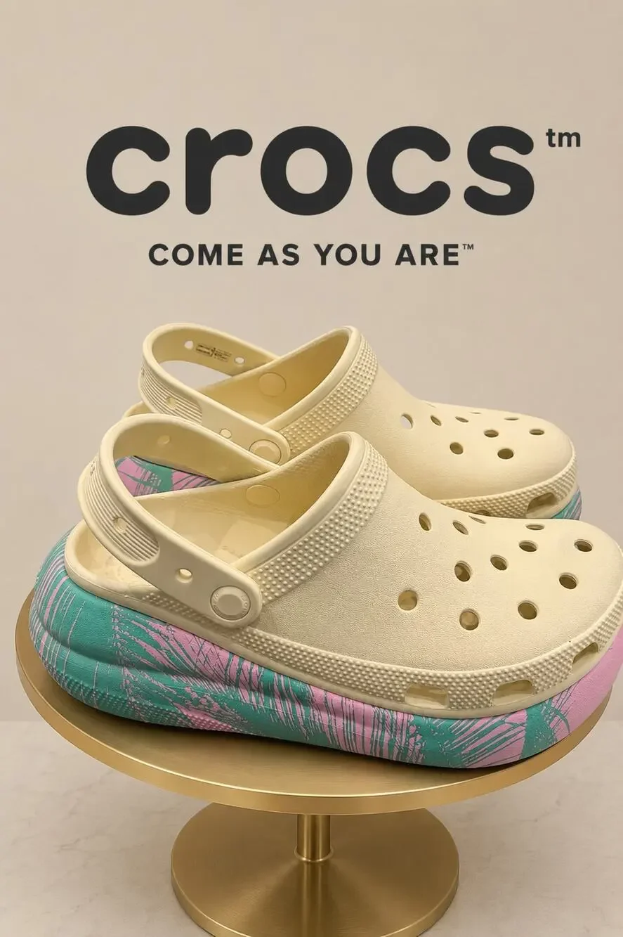 Crocs Classic Crush Clog Spring Break Vanilla M5 W7 Platform